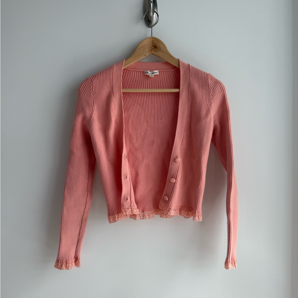 Rare for Love And Lemons Coral Ribbed Cardigan Jolie